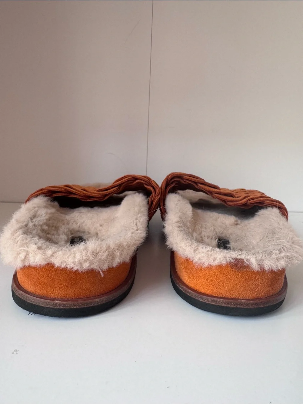 Rag and Bone Suede Faux-Shearling Women’s Slip-On Slide in Rust Orange 36/6-6.5 - Picture 2 of 6